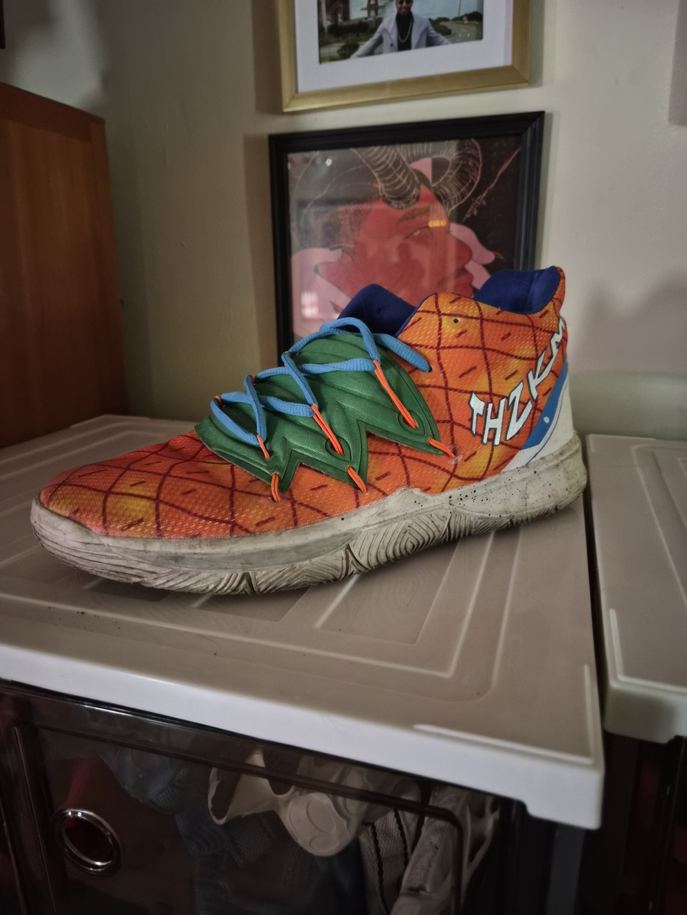 Mens Spongebob Orange, Blue & Green Athletic Sneakers